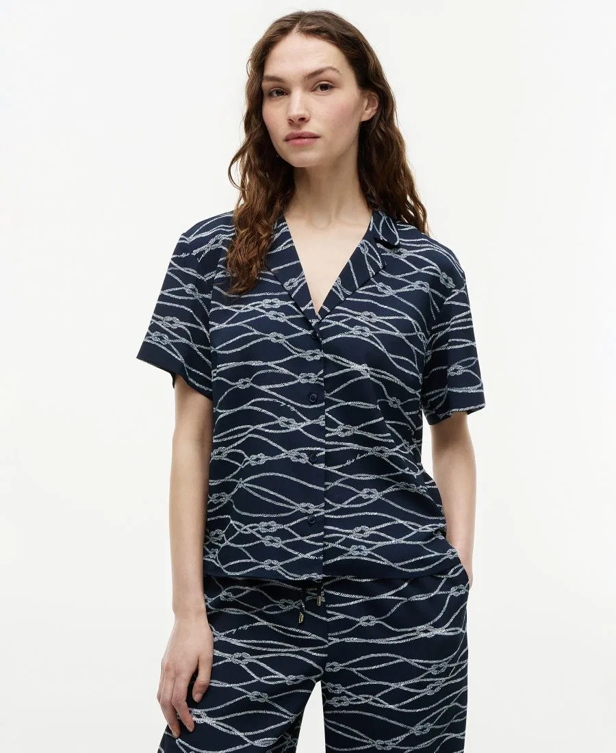 Пижамная рубашка с V-образным вырезом Tommy Hilfiger, Handdrawn Rope Dark Night Navy