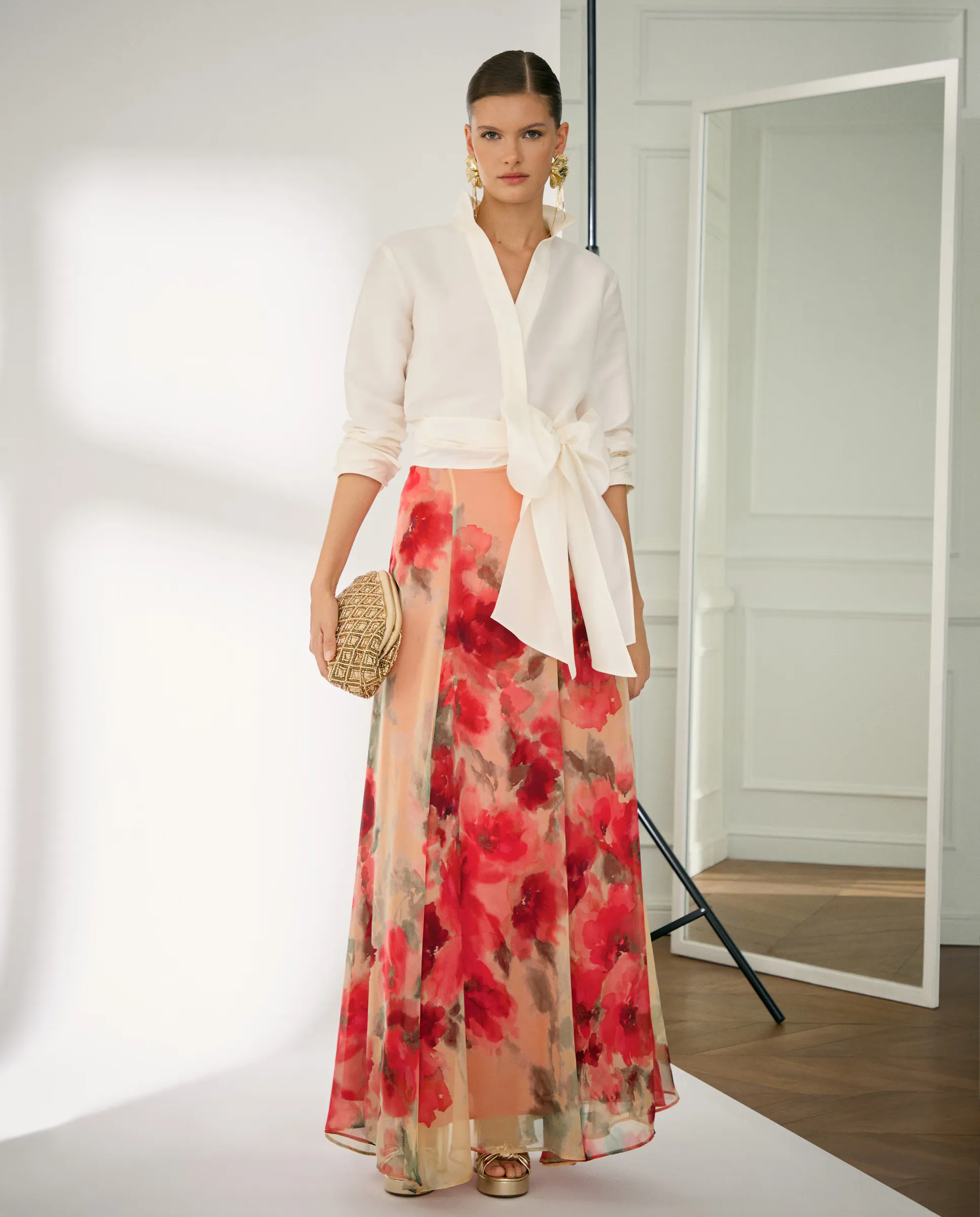 

Длинная юбка из шифона с принтом Woman Fiesta El Corte Inglés, красный