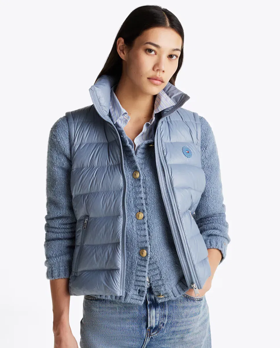 Женский стеганый жилет с капюшоном Tommy Hilfiger, Azul Claro