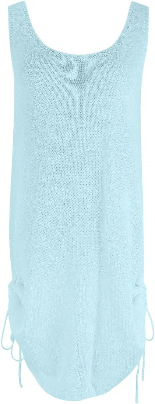 Женский пляжный сарафан с боковыми завязками, One Size, Light Blue — фото 4