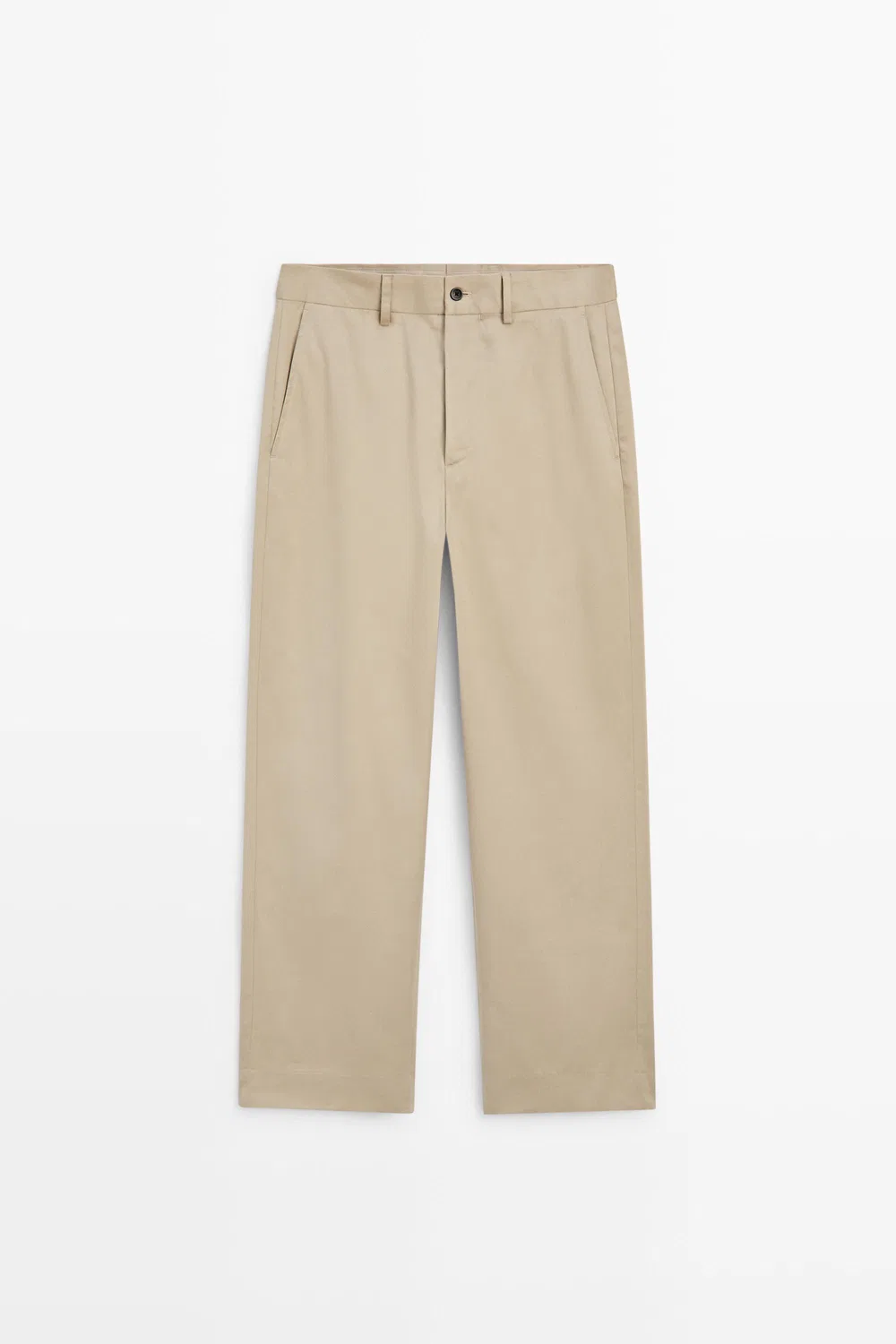 Брюки Massimo Dutti 100% Cotton Wide-leg, хаки — фото 2