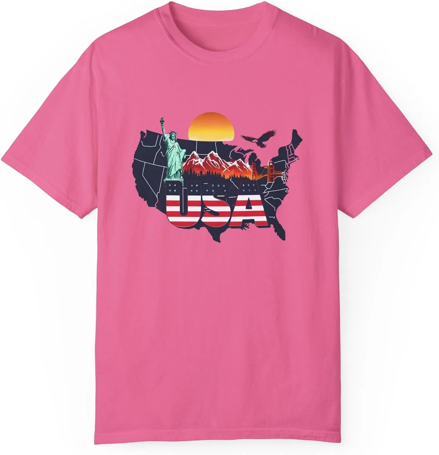 Женская футболка с американским флагом Comfort Colors, Crunchberry