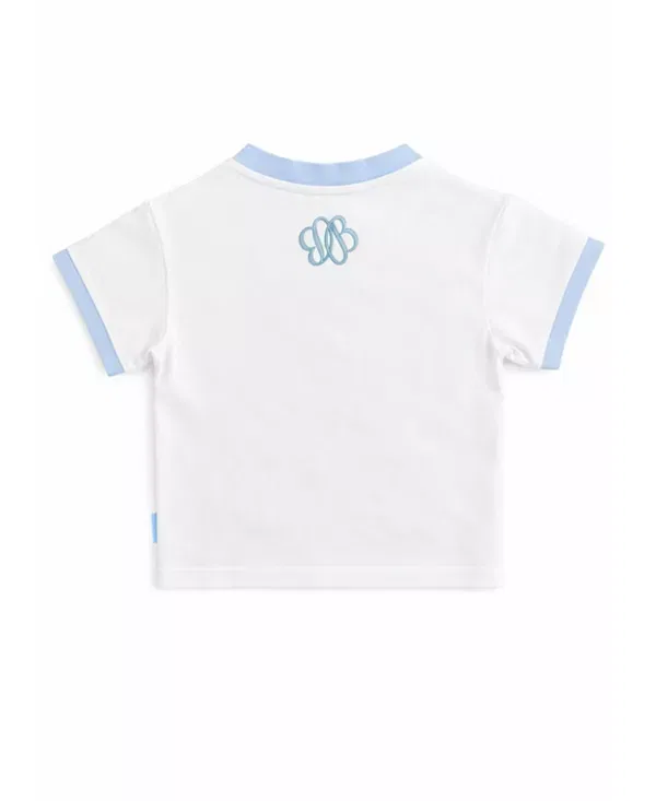 Детская футболка с карманом Seersucker Pocket Crewneck Tee Bits & Bows, белый/синий — фото 3