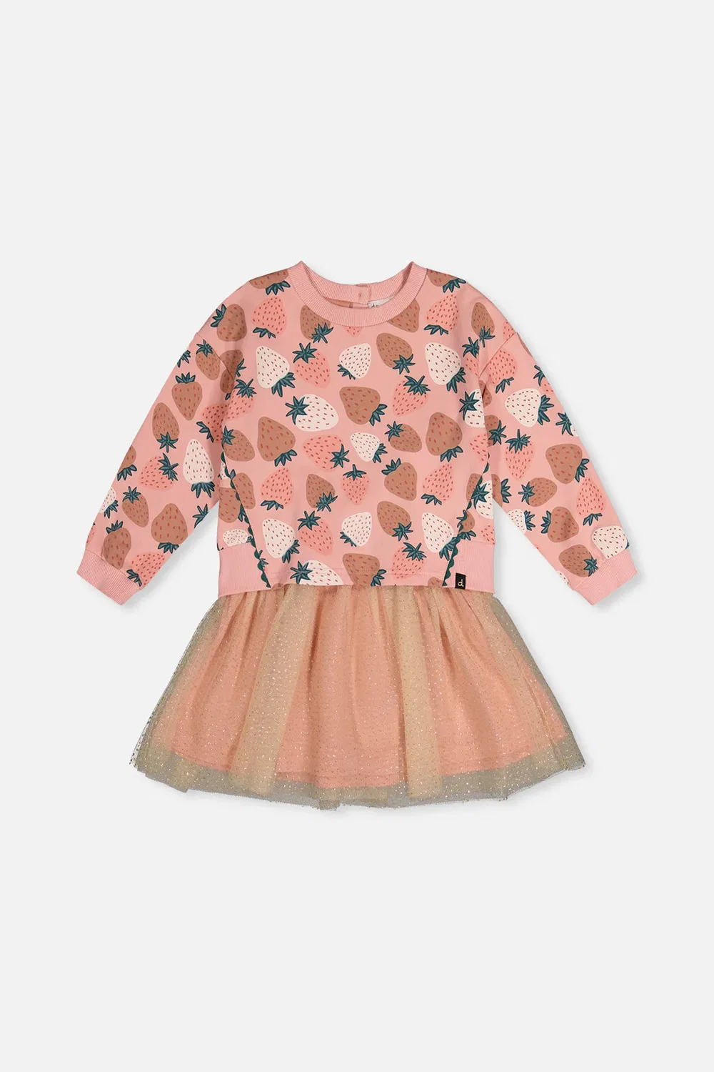 Детское платье для девочек с принтом Deux par Deux, Pink Strawberry Print