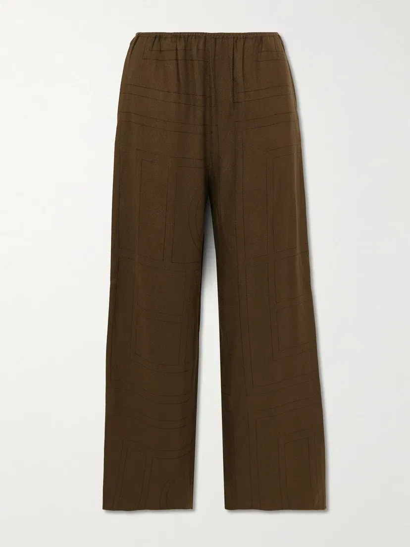 Брюки из модала TENCEL LENZING с вышивкой TOTEME, коричневый