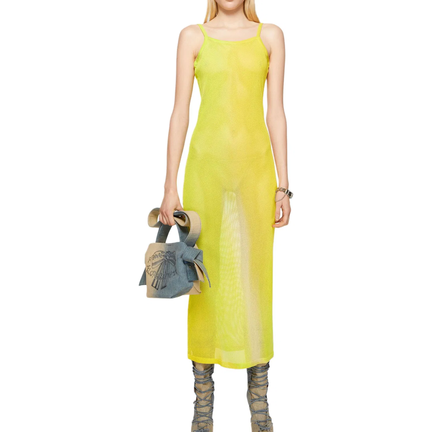 Платье-комбинация с открытой спиной Acne Studios, Bright Yellow — фото 3