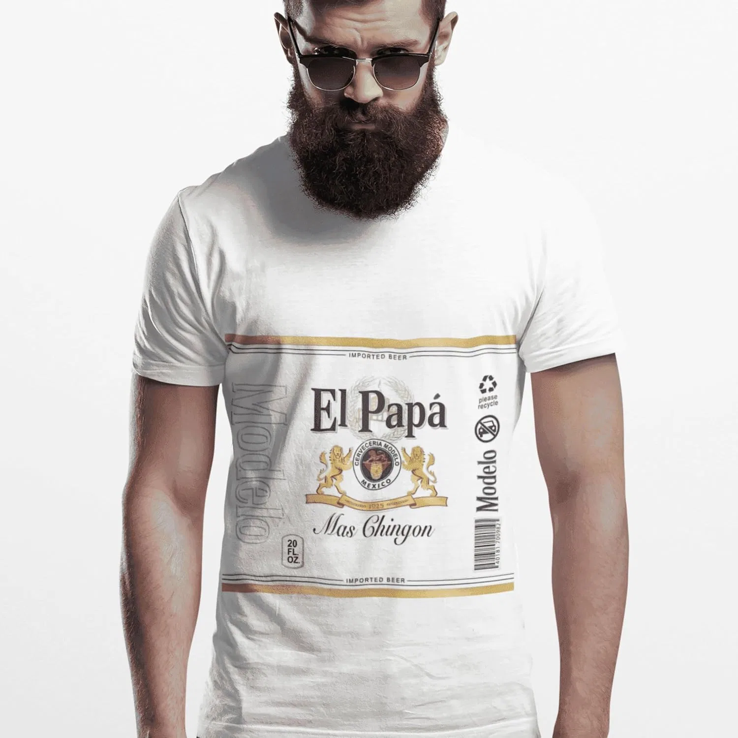 Мужская футболка с надписью El Papá Más Chingón, White — фото 3