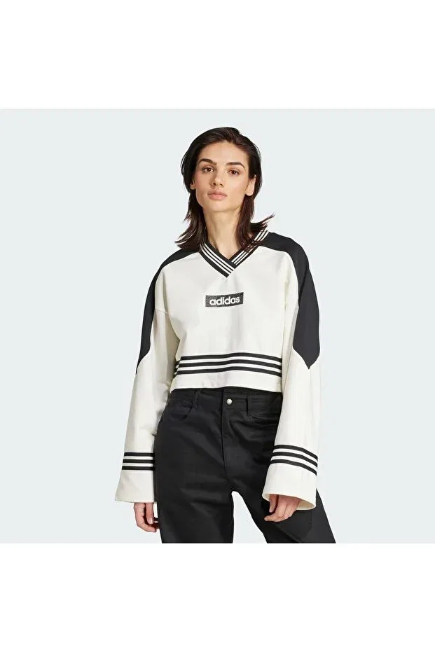 Женские свитшот с цветоблоком Adidas, Off White / Black