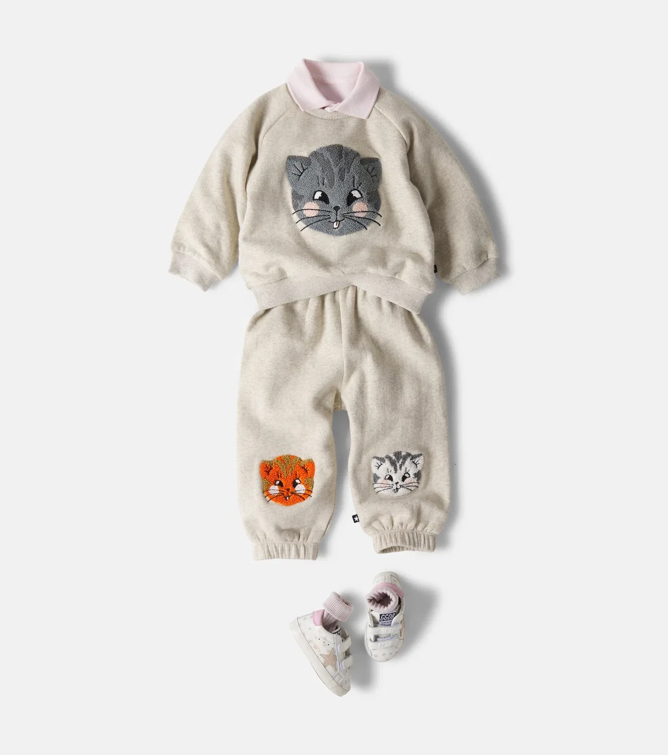 Комплект из толстовки и спортивных брюк из органического хлопка Chenille Cats Molo, белый — фото 2