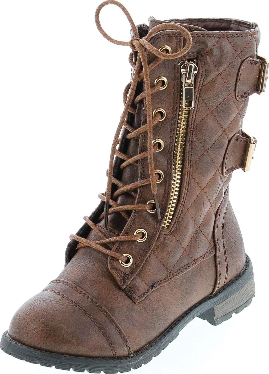 Детские ботинки для девочек на шнуровке с принтом JJF Shoes, Brown