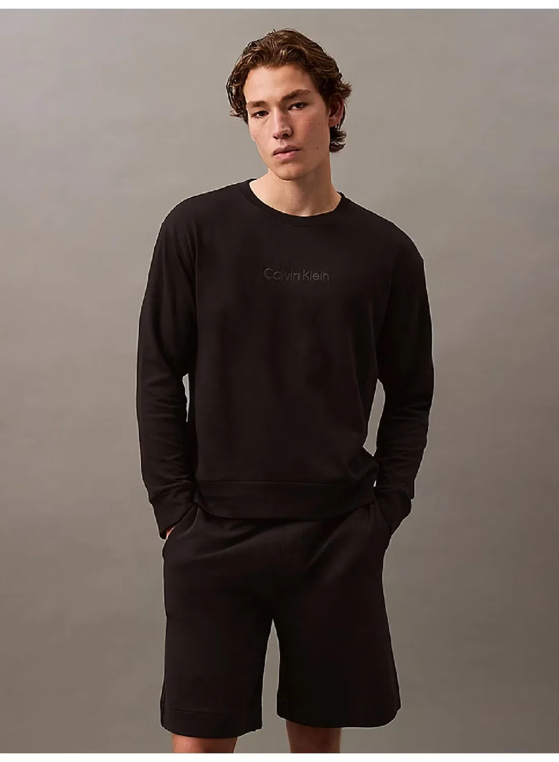 Свитшот из махровой ткани Modern Terry Lounge Calvin Klein, черный