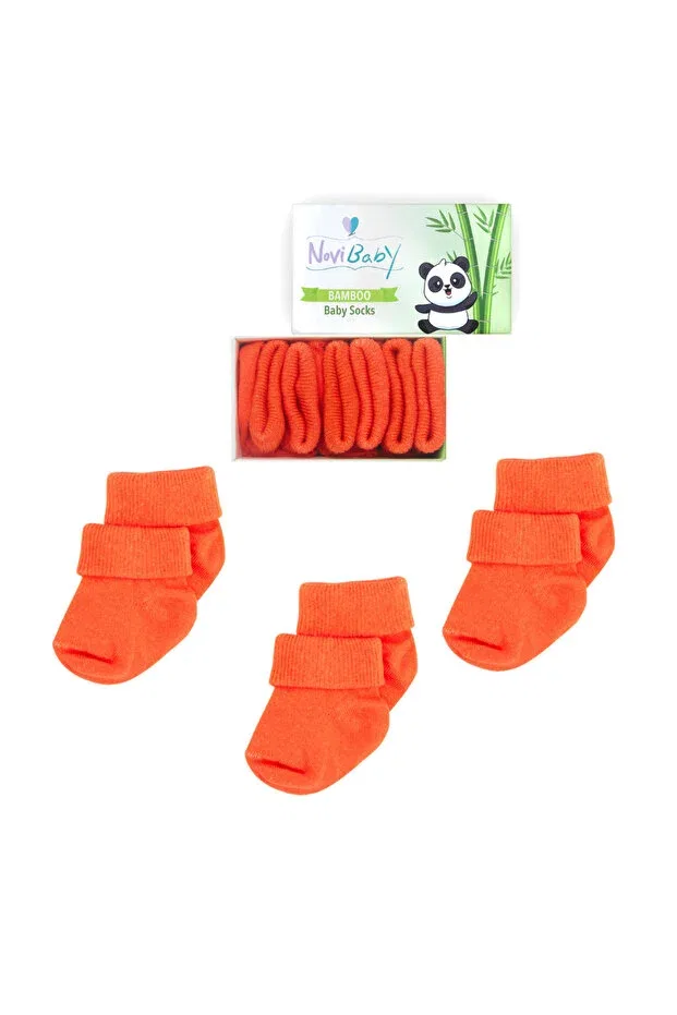 Детские носки для новорожденных из бамбука 3 шт New Year's Eve Glam Novibaby, Orange