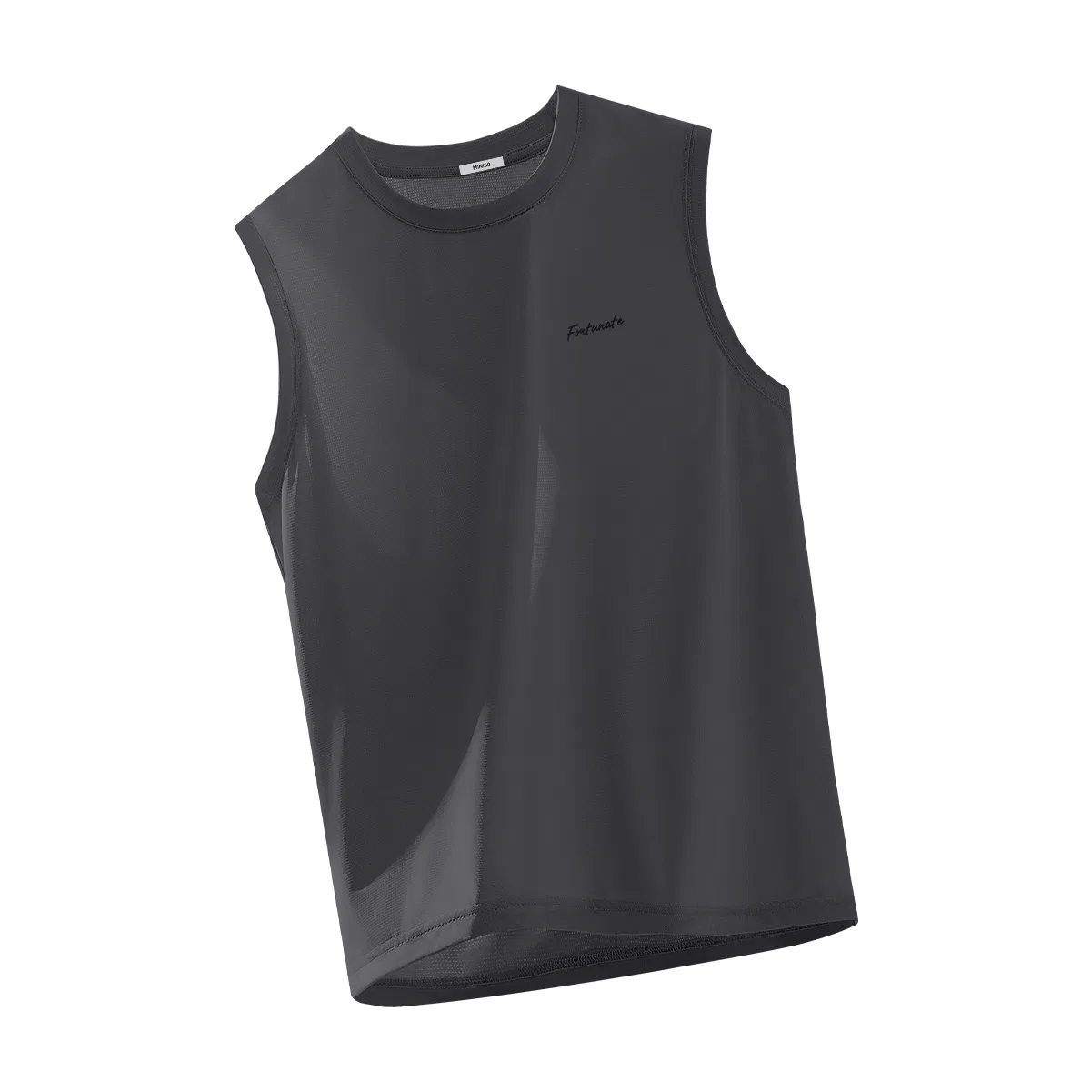 Детский топ-майка быстросохнущий Daidai Text Chest Logo MINISO, Light Gray — фото 4
