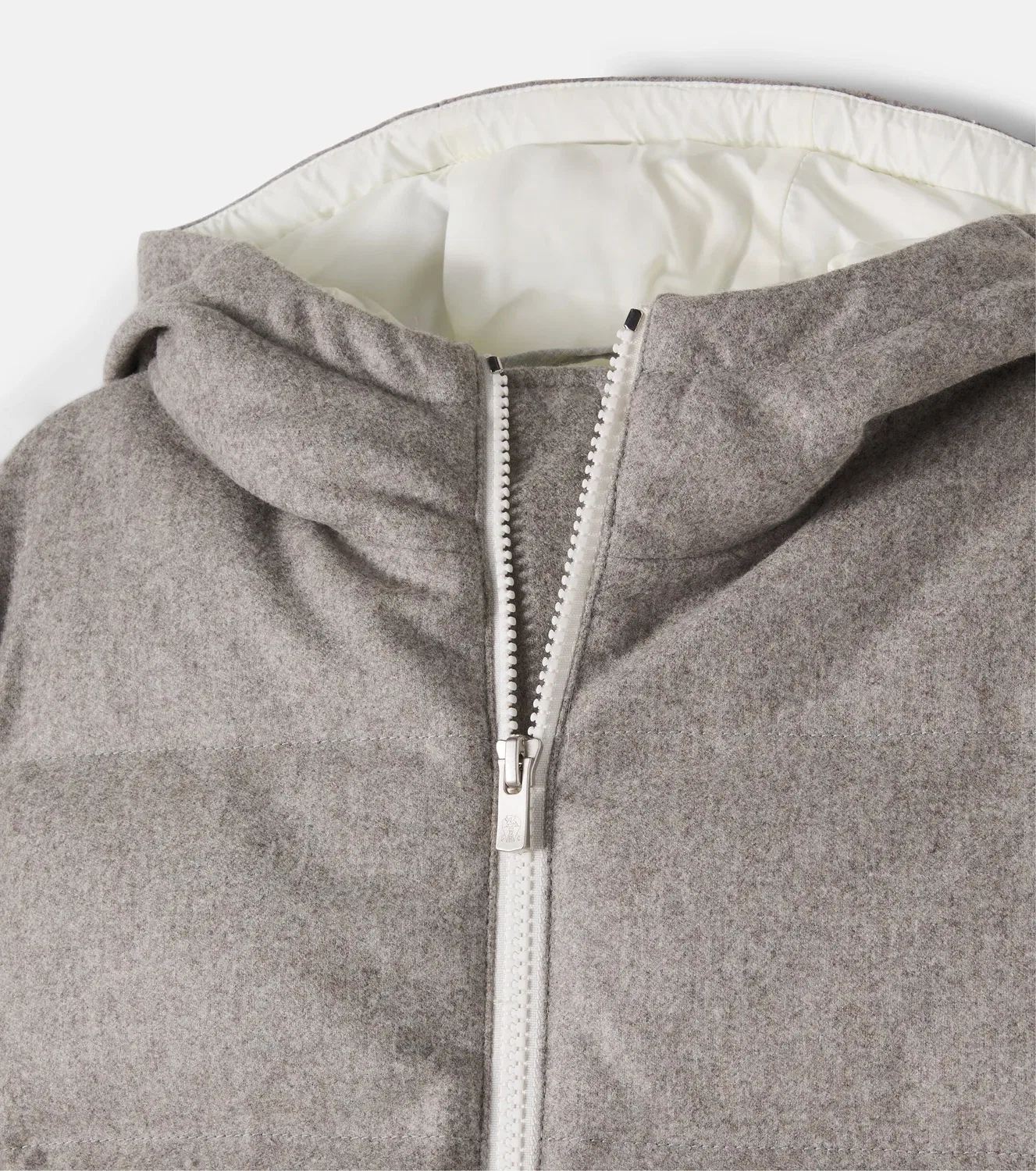 Пуховик с капюшоном из натуральной шерсти Brunello Cucinelli Kids, бежевый — фото 4