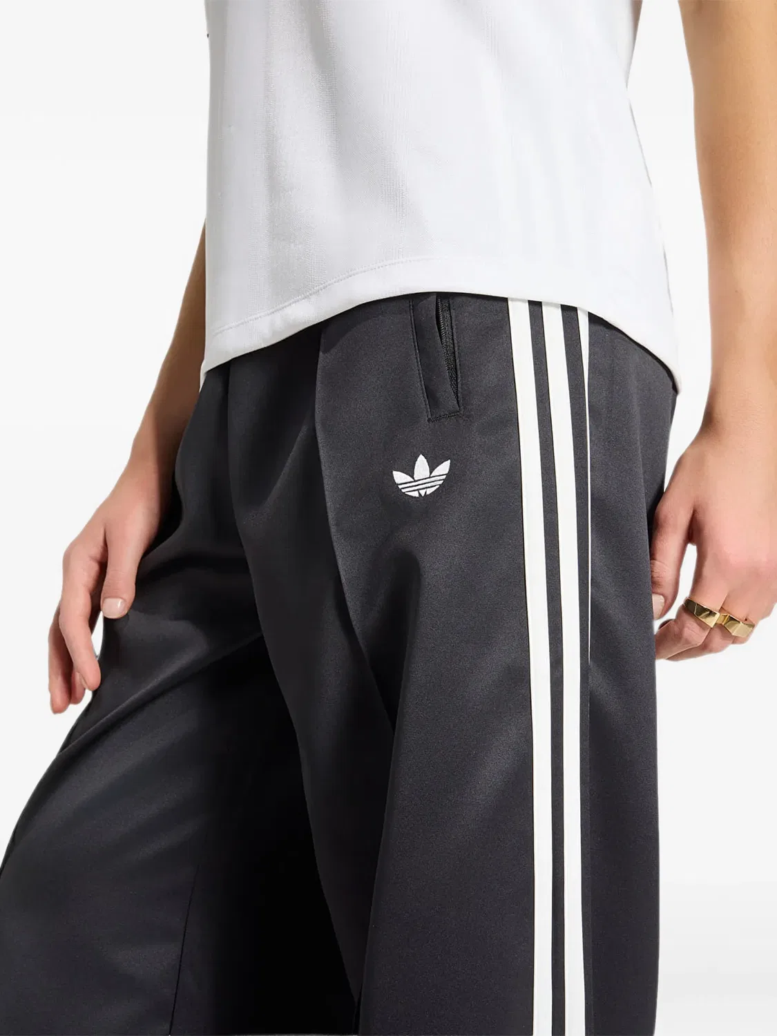 Атласные спортивные брюки SST свободного кроя Adidas, черный — фото 4