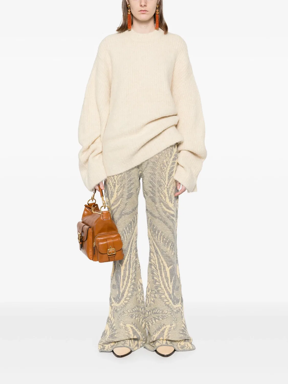 Штаны с узорчатым интarsiа ETRO, серый — фото 3