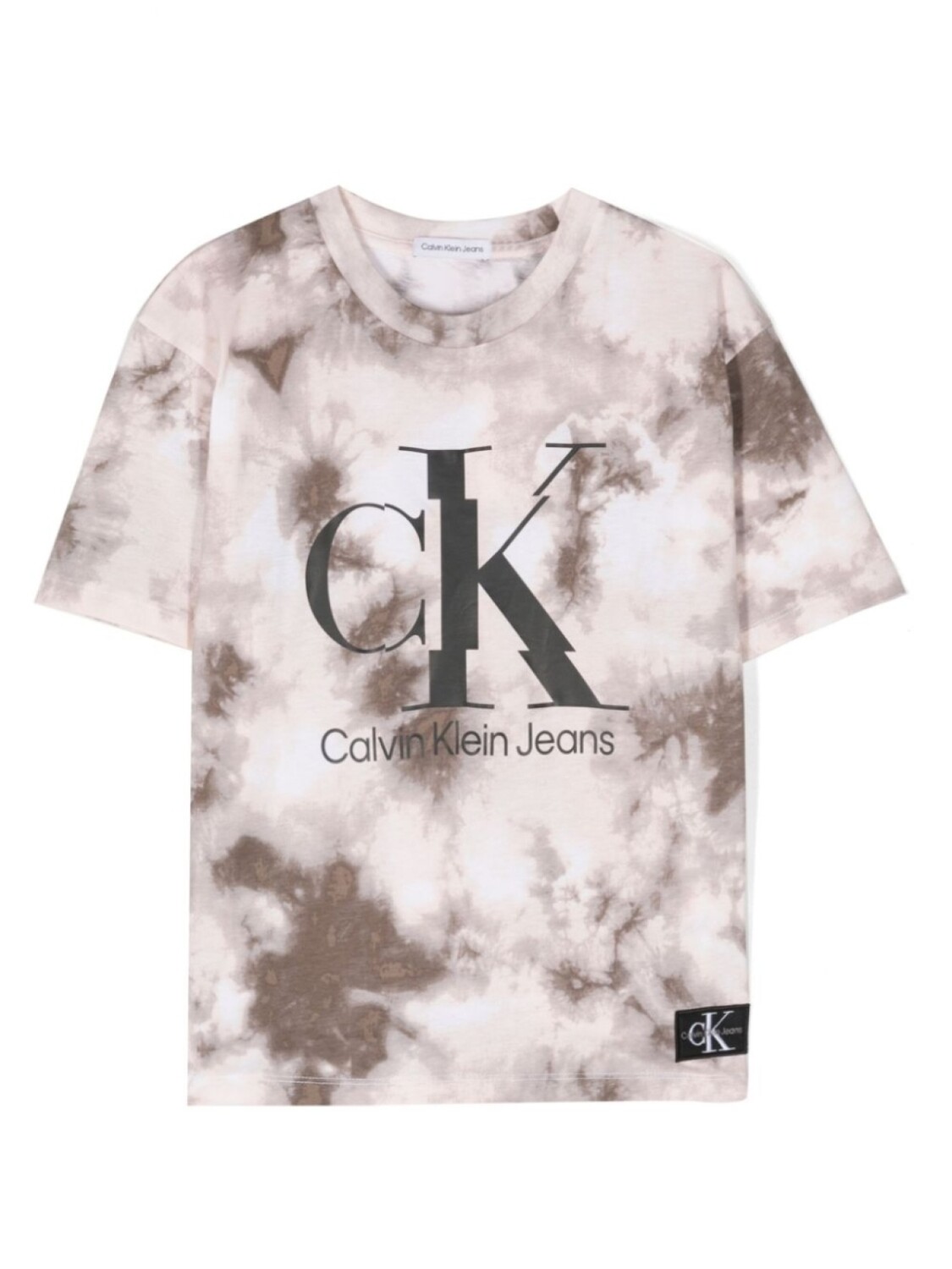 

Футболка с принтом тай-дай и логотипом Calvin Klein Kids, коричневый