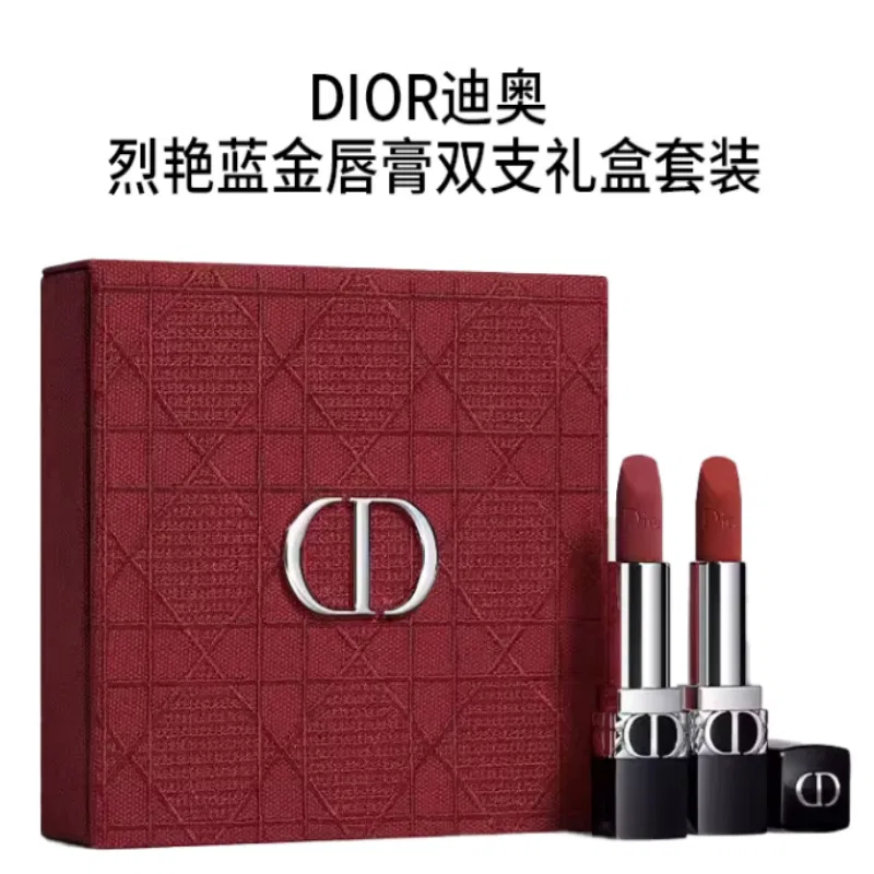 Женский комплект помад с бархатной текстурой Vivid Blue Gold Velvet Lipstick Duo, DIOR, Красный — фото 2
