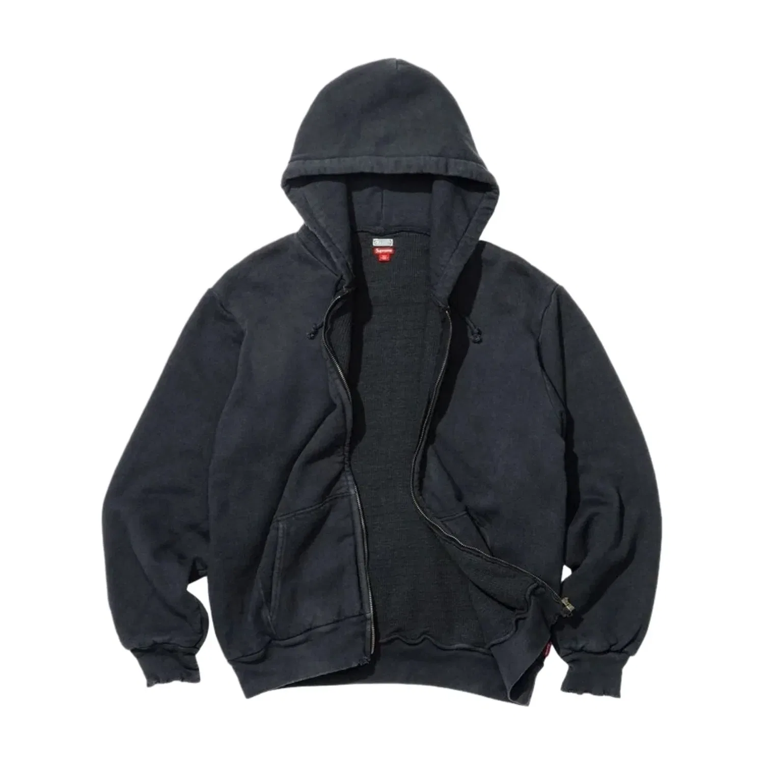 Мужское худи FW26 x A.PRESSE Vintage Zip Up Hooded Sweatshirt 'Black' Supreme, черный — фото 3