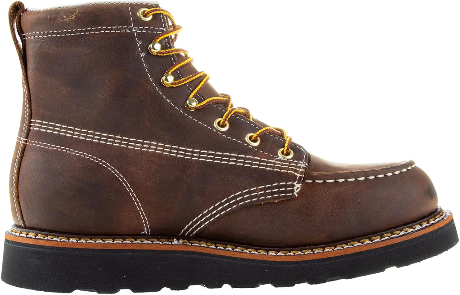 Мужские рабочие ботинки Thorogood American Heritage с 6-дюймовым мыском Moc Toe и клиновидной подошвой, черный — фото 3