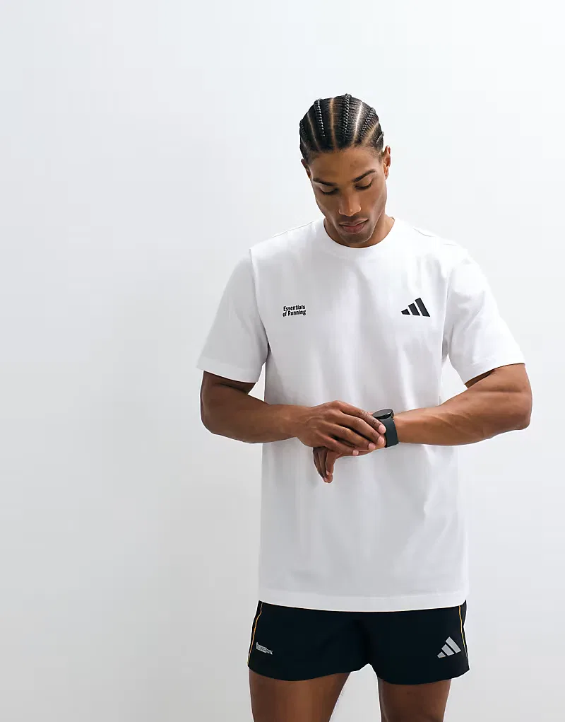 Беговая футболка Adidas с принтом на спине, белый — фото 3