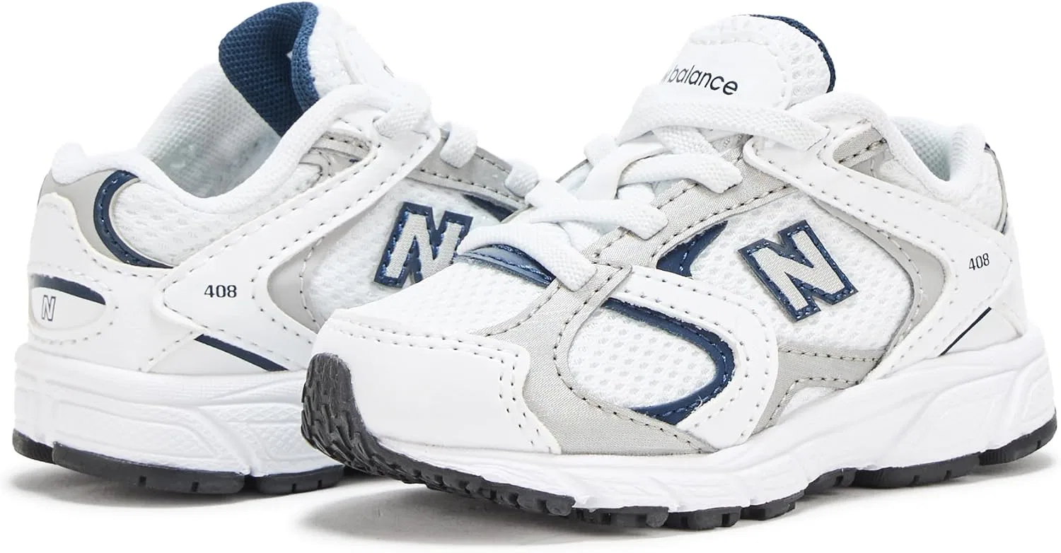 Детские кроссовки для девочек с шнурком-резинкой New Balance, White/Natural Indigo — фото 3