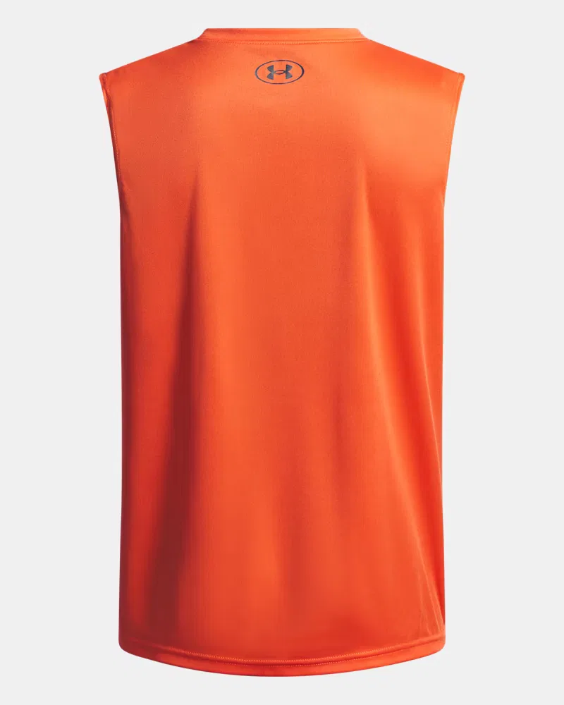 Майка для мальчиков влагоотводящая UA Tech Hybrid Print UnderArmour, Fire/Castlerock — фото 2