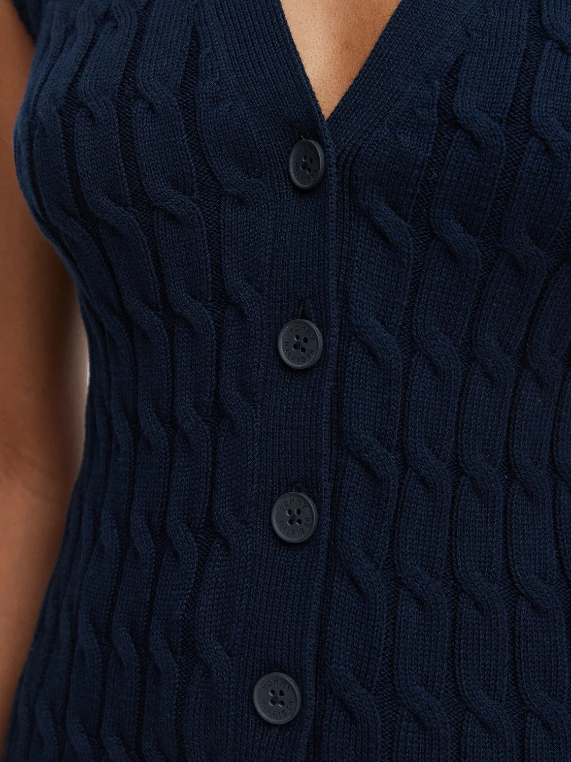 Женский жилет стандартного кроя Mid Gg Cable Tommy Hilfiger, темно-синий — фото 4