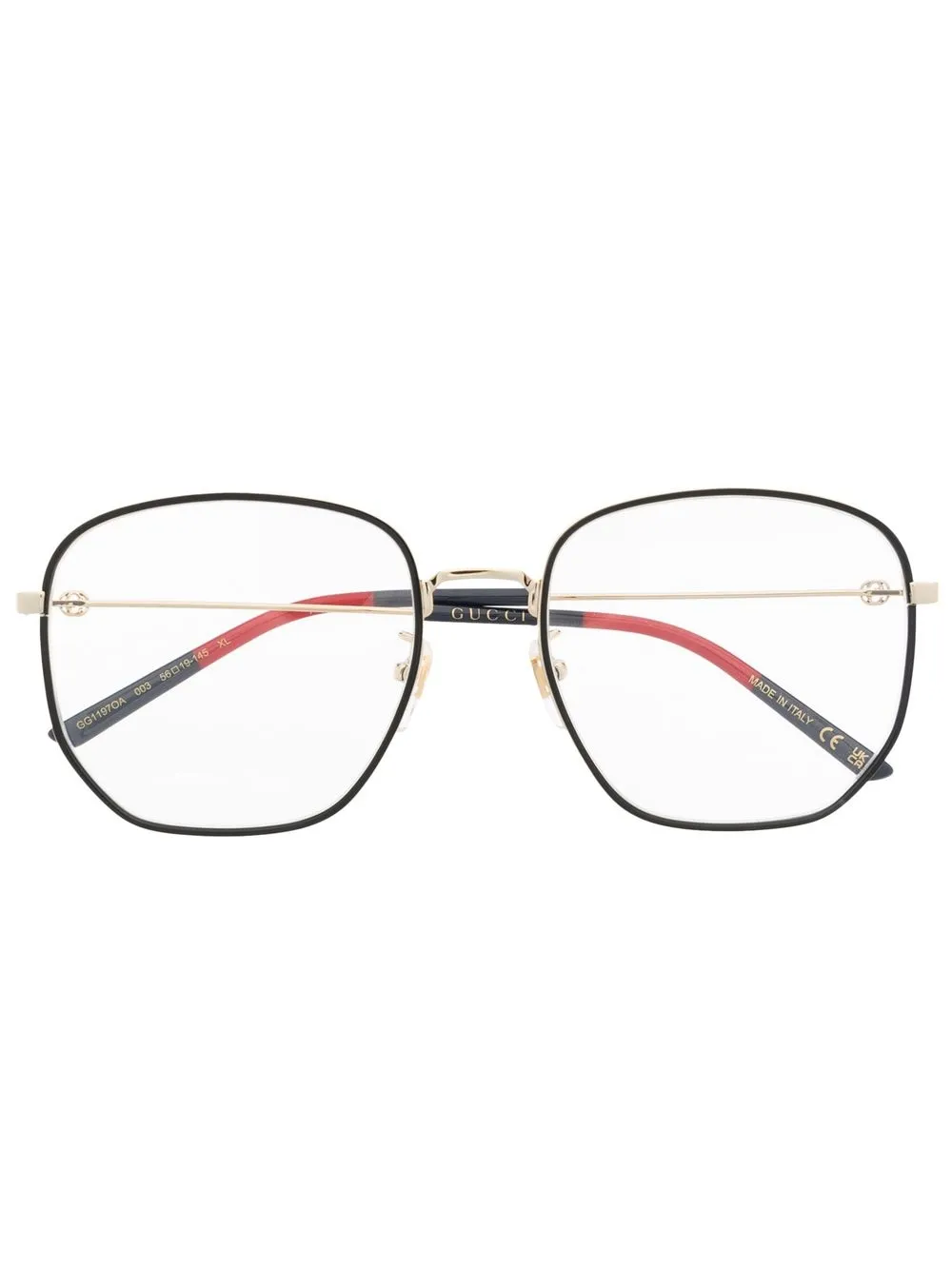 

Очки в массивной оправе Gucci Eyewear, золотой
