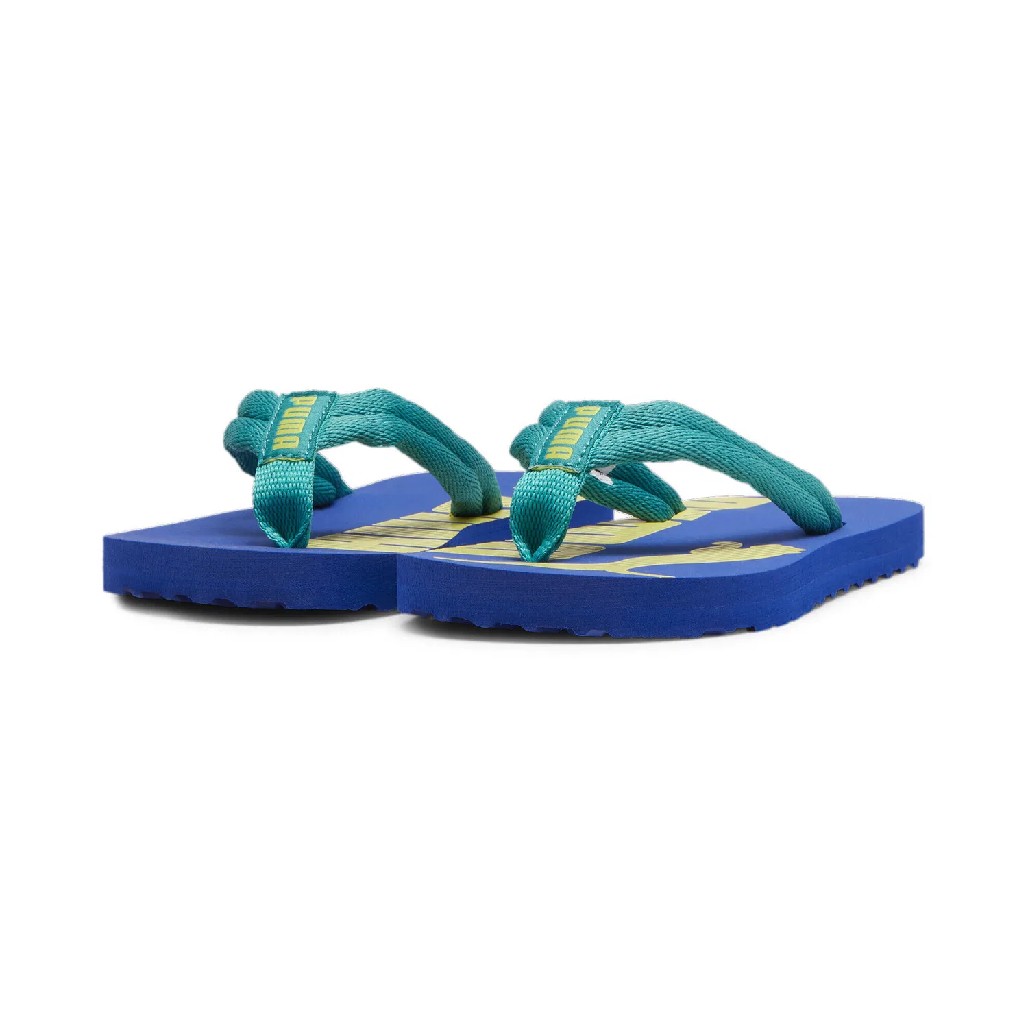 Детские шлепанцы с тканевым верхом Epic Flip v2 Puma, Cobalt Glaze Lime Sheen Blue