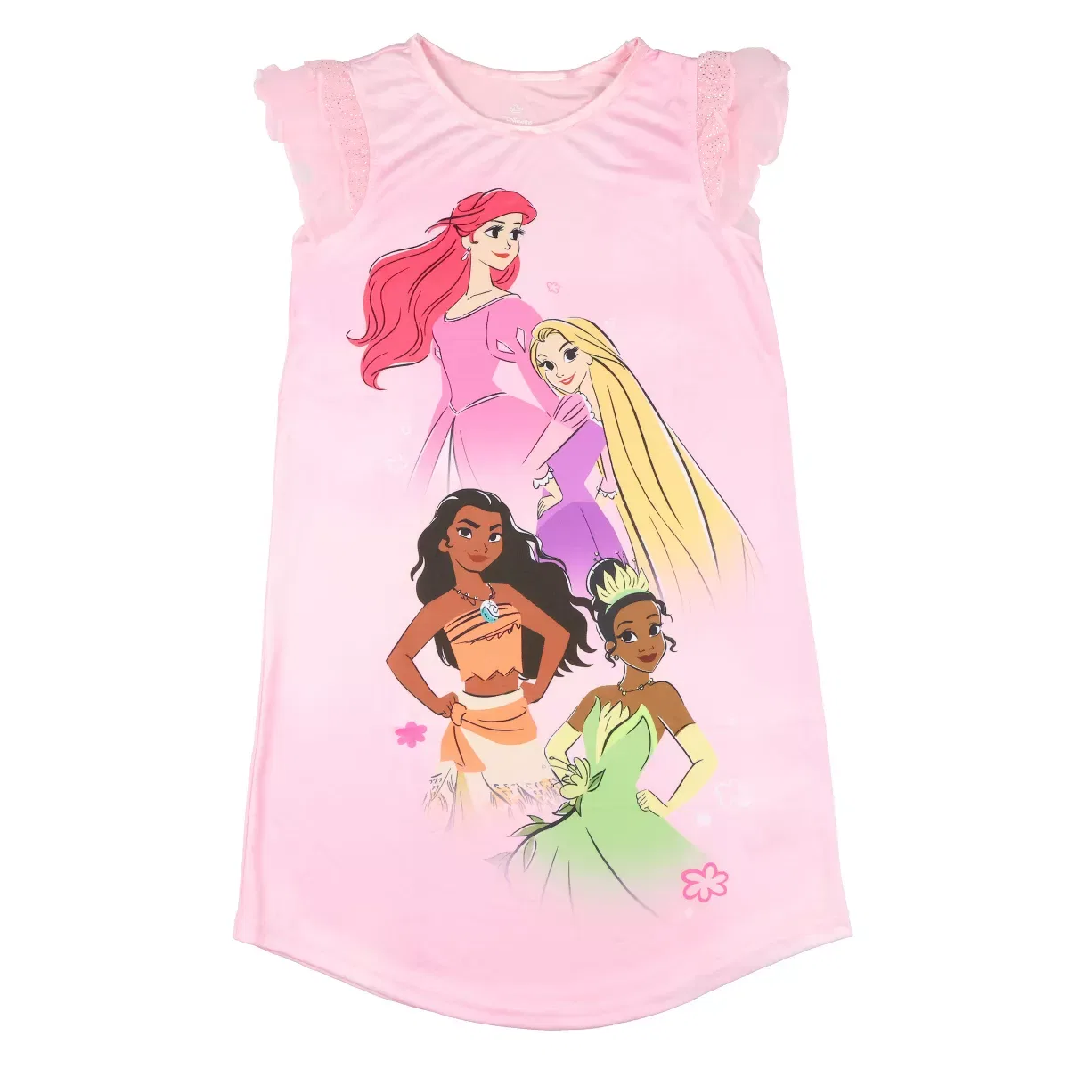 Детская ночная рубашка для девочек с принтом Disney Princess Ruffle Sleeve Sleepwear, Disney, Pink — фото 3