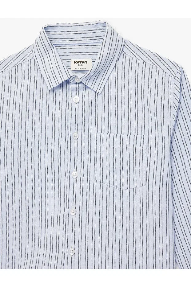 Детская рубашка для мальчиков с длинным рукавом Koton, Blue Striped — фото 4