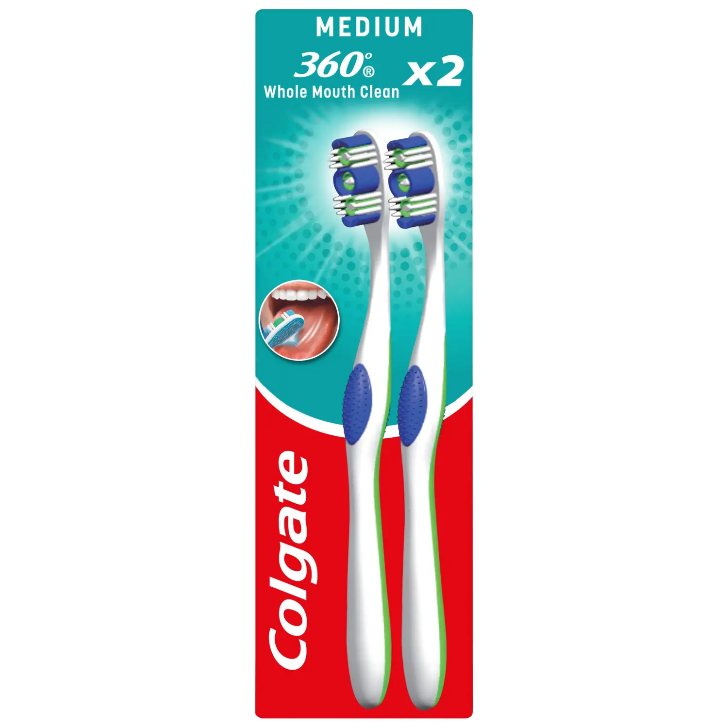 

Colgate 60° Whole Mouth Clean средняя зубная щетка, 2 шт/1 упаковка