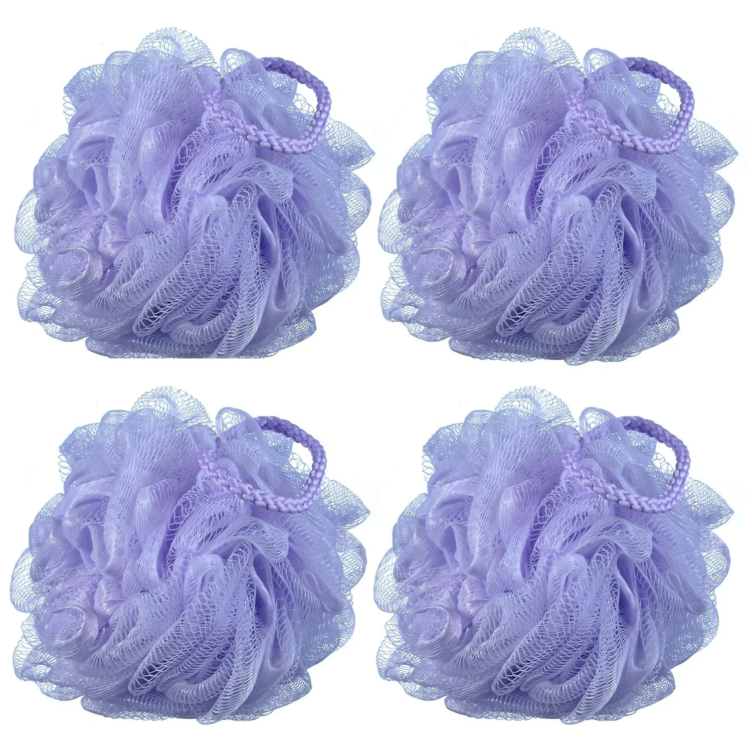 Мочалка для душа Mesh Bath Sponge, 4 шт, 60 г каждая, iboodi, Purple