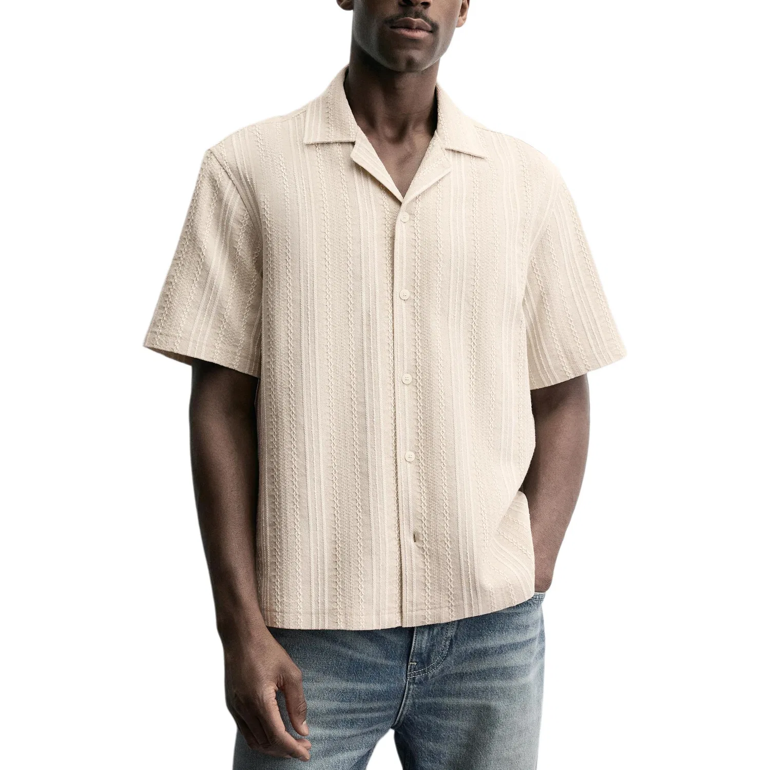 Мужская рубашка с лацканами Tan Lapel Moderate ZARA, Tan — фото 4
