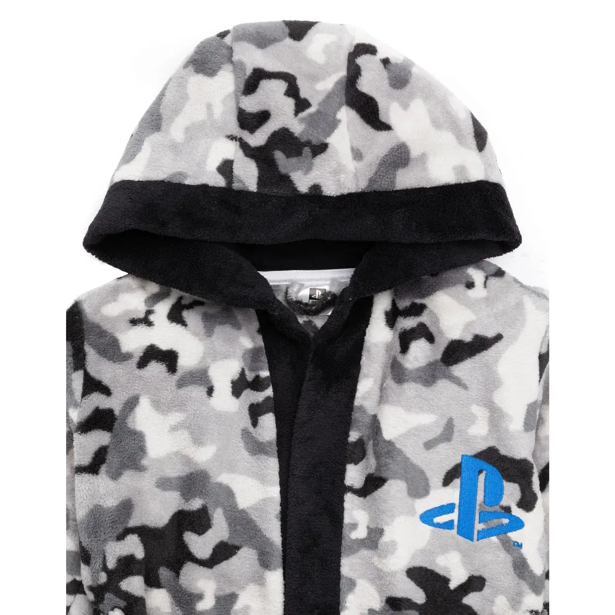 Детский халат для мальчиков с принтом Logo Grey Camo Playstation, Grey — фото 3
