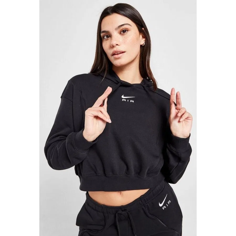 Женский свитшот с капюшоном, оверсайз, Nike Sportswear Air Fleece, Nike, Черный
