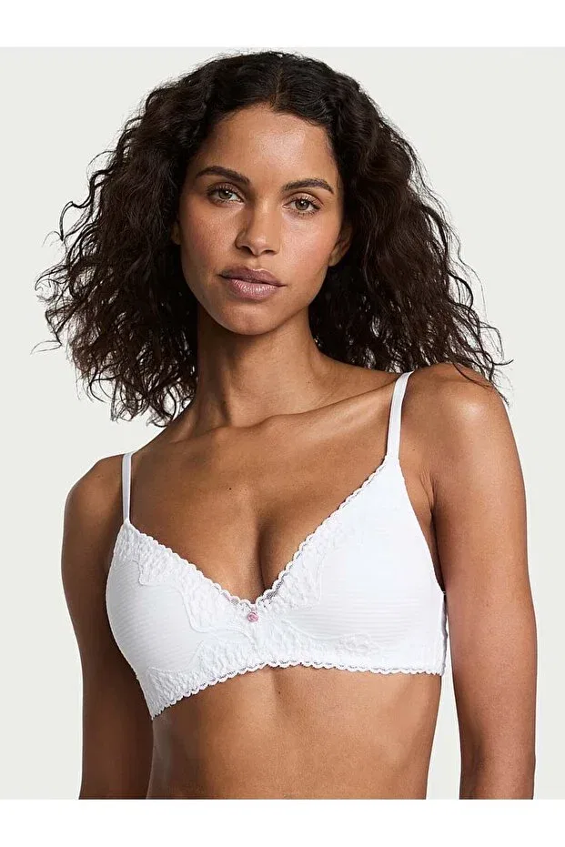 Женский бюстгальтер с V-образным вырезом и принтом в полоску Victoria'S Secret, Vs White
