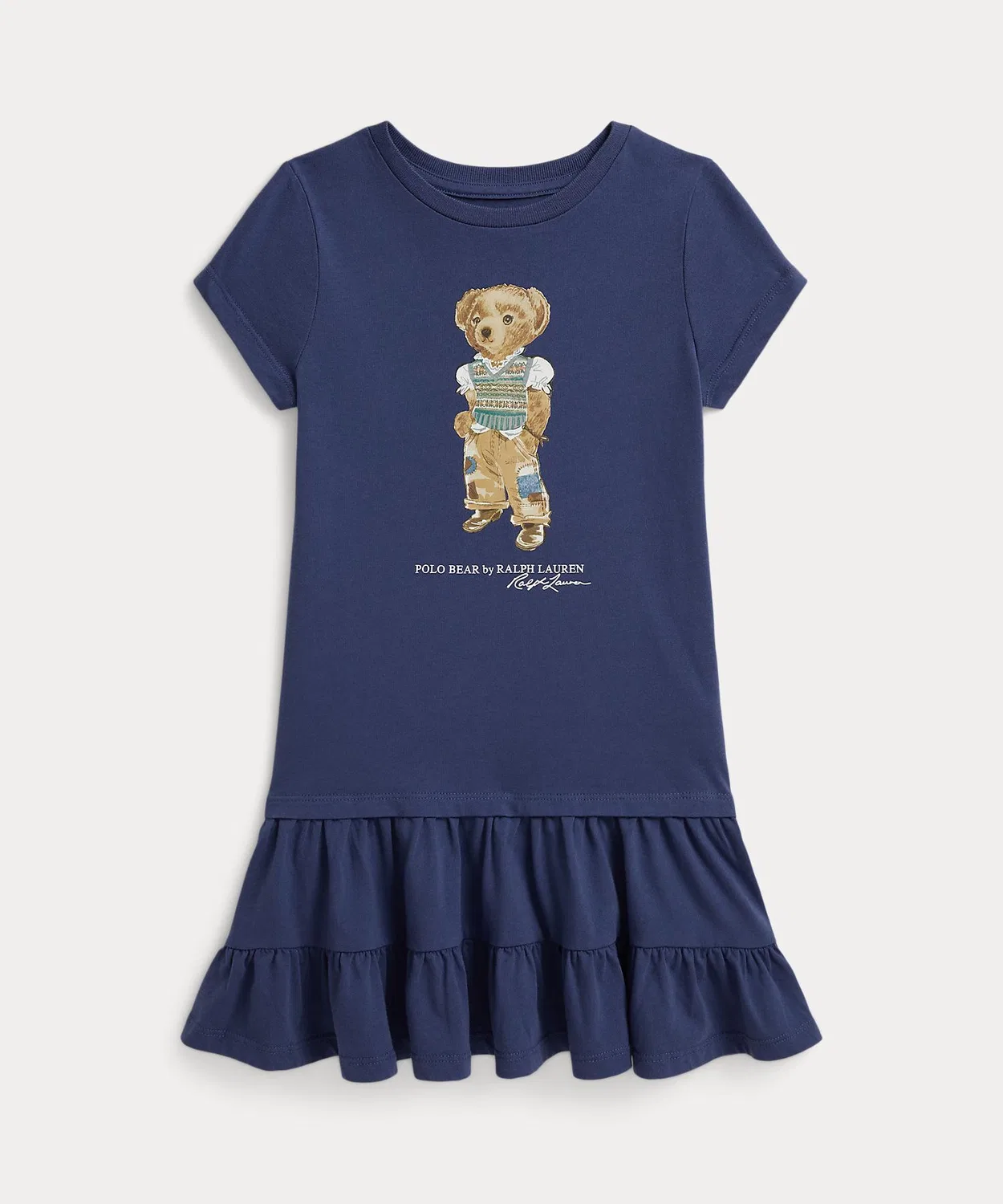 POLO RALPH LAUREN CHILDRENSWEAR Детское платье из хлопка с принтом Polo Bear Ralph Lauren, Navy