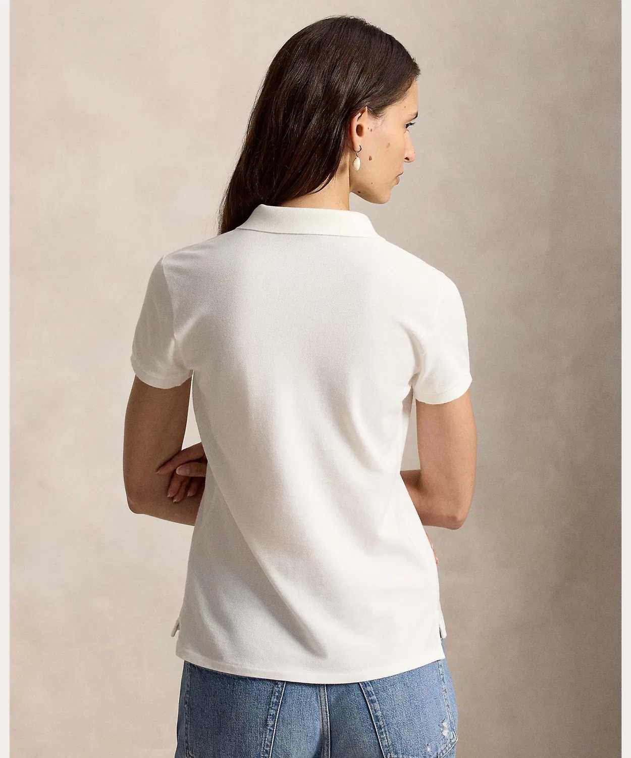 Женский поло с коротким рукавом Slim Fit Stretch Polo POLO RALPH LAUREN, Белый — фото 4