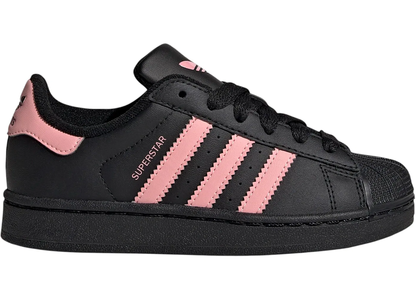 Детские кроссовки с закрытой пяткой Superstar II Adidas, Core Black/Glow Pink/Core Black