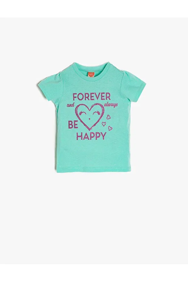 Детская футболка для девочек с принтом Koton Kids, Mint Green/660