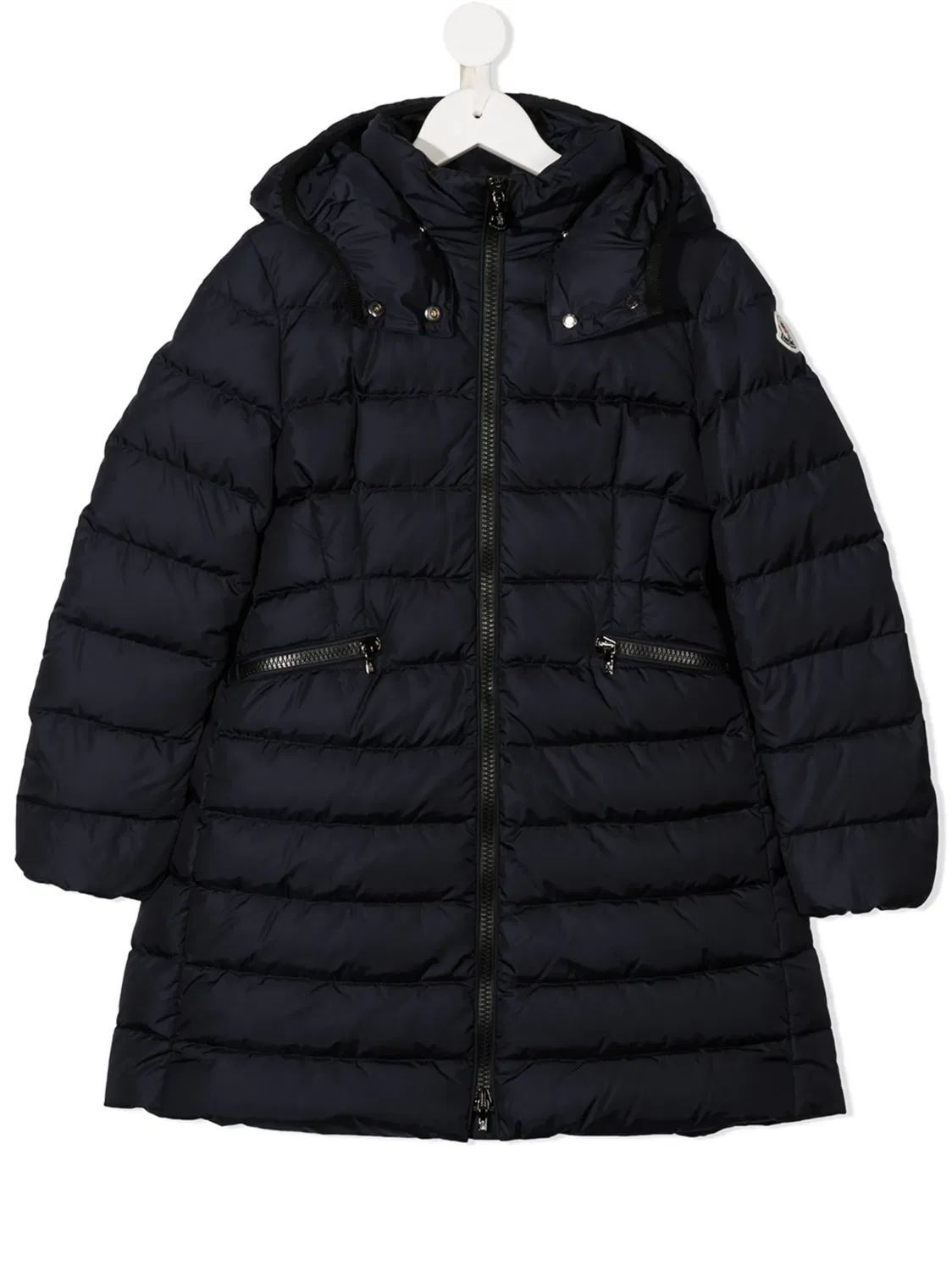 Moncler Пуховик с капюшоном синего цвета