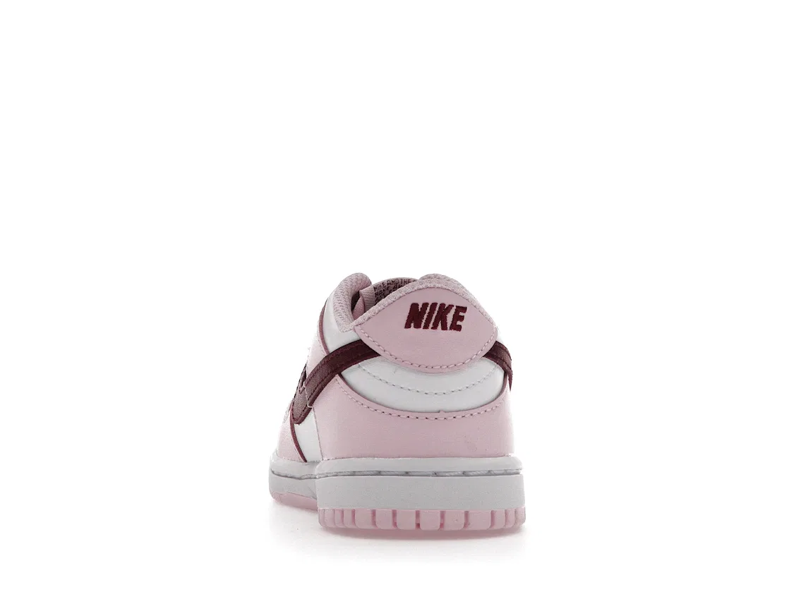 Детские кроссовки для мальчиков с кожаным верхом Nike Dunk Low, Pink/Red-White — фото 4