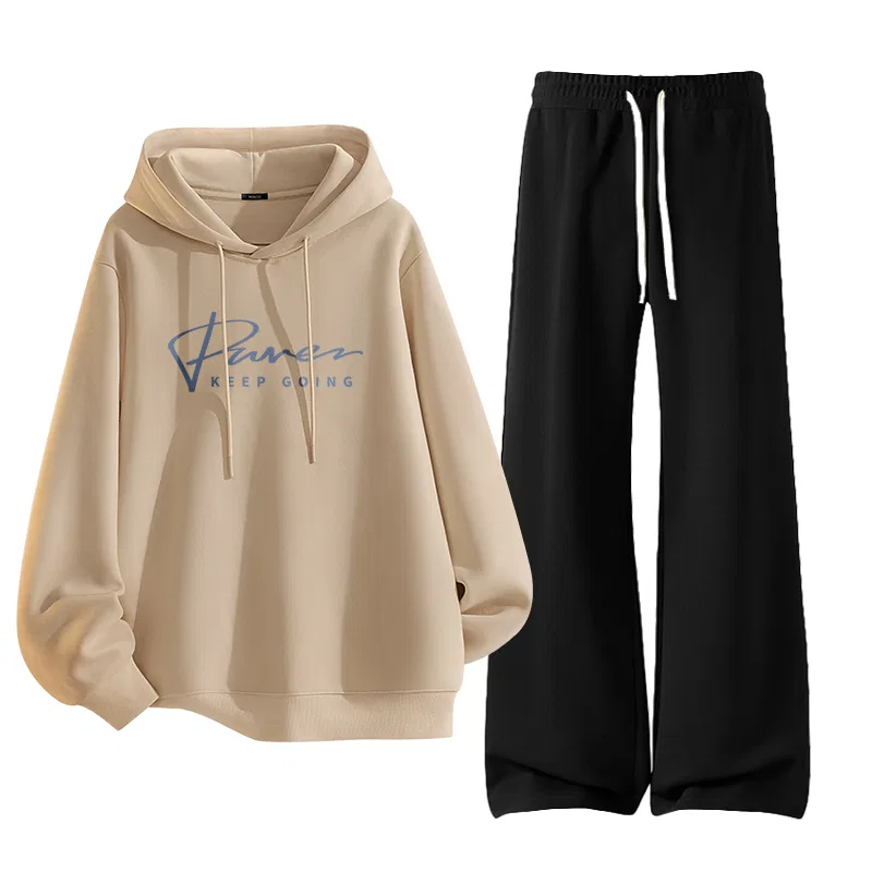 Детский комплект спортивной одежды 2 шт MINISO, Khaki (Mb Brush Stroke Iridescent Center Logo)+Black (Solid Color)