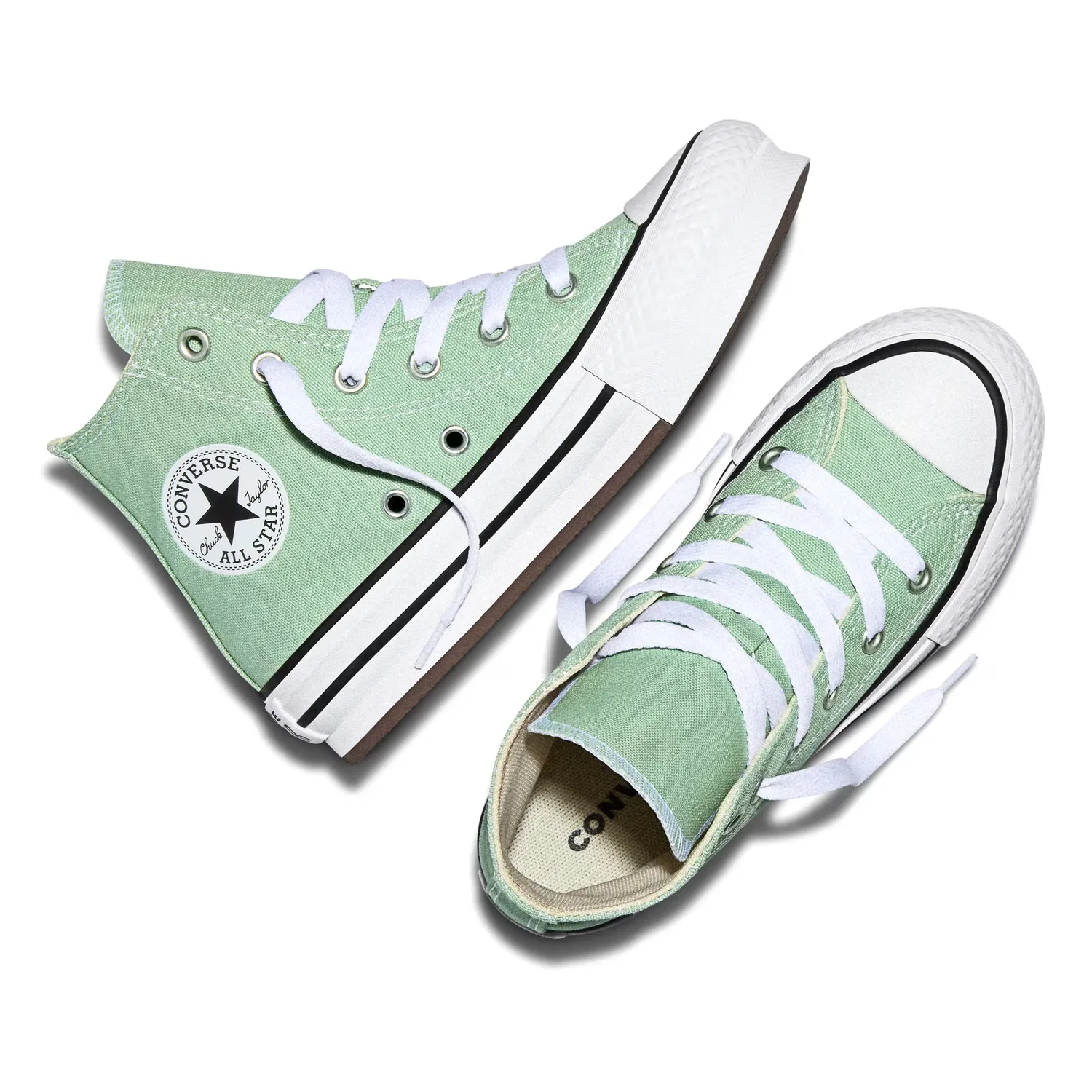 Детские кроссовки для мальчиков на платформе Chuck Taylor All Star EVA Lift Seasonal Color Converse, Verde Menta — фото 4