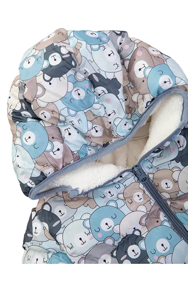 Детское пальто для девочек с принтом Teddy Bear Patterned Irem Çocuk Giyim, Multicolor — фото 2