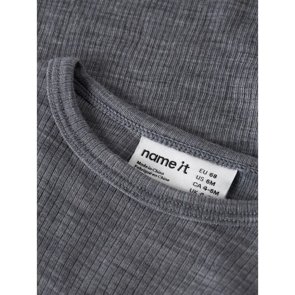 Детский боди с длинным рукавом Wool Rib Name it, Grey — фото 3