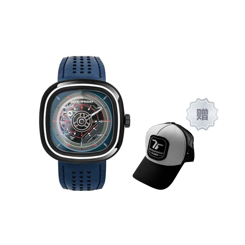 

SEVENFRIDAY Часы Automatic Mechanical Movement Unisex Watch Blue Dial, T3/01 Blue+Biker Hat