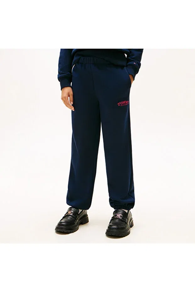 Детские спортивные штаны для девочек без принта Tommy Hilfiger, C1g-Blue — фото 3